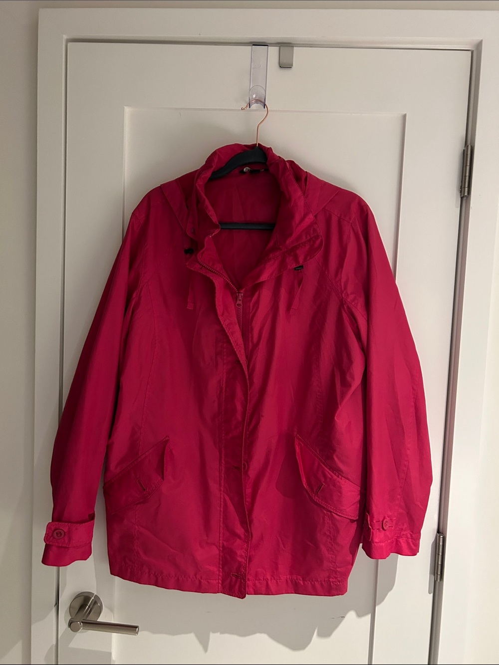 Lands' End Women's Bright Pink Hooded Utility Jacket Water Resistant